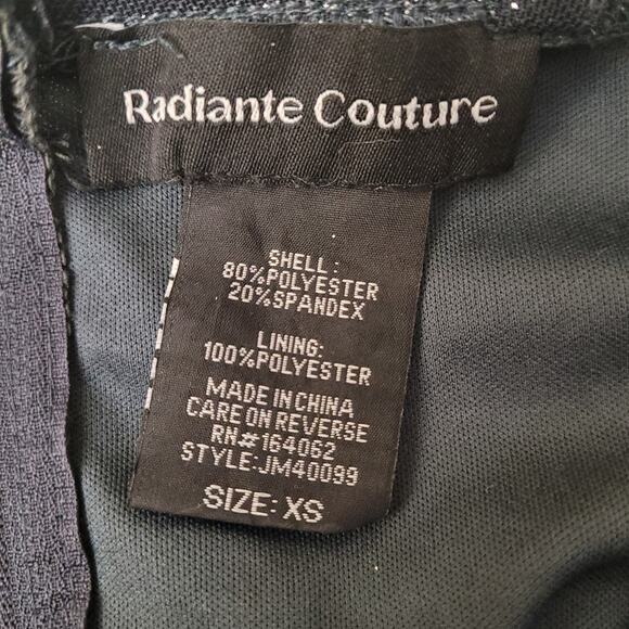 Y2K Ruched Gray/Black Sparkle Bodycon Mini Dress XS Radiante Couture Party Glam - Picture 4 of 8